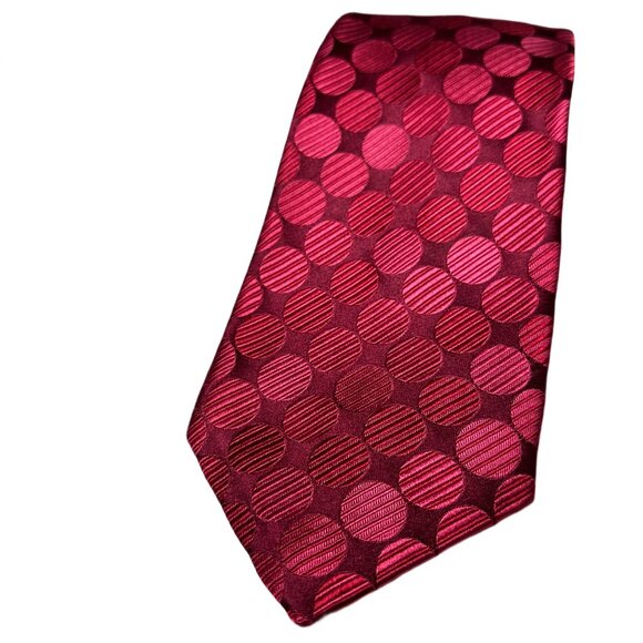 Chelsea by Robert Talbott Silk Tie – Red with Pink & Magenta Circle Motif - Picture 1 of 3